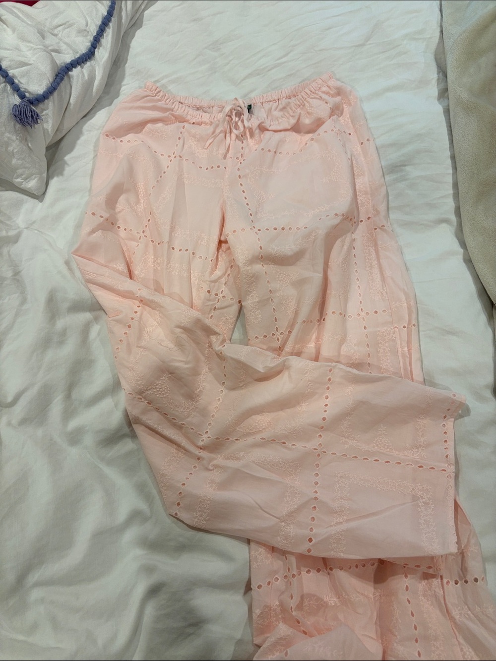 Pale Pink Eyelet Lounge Pants